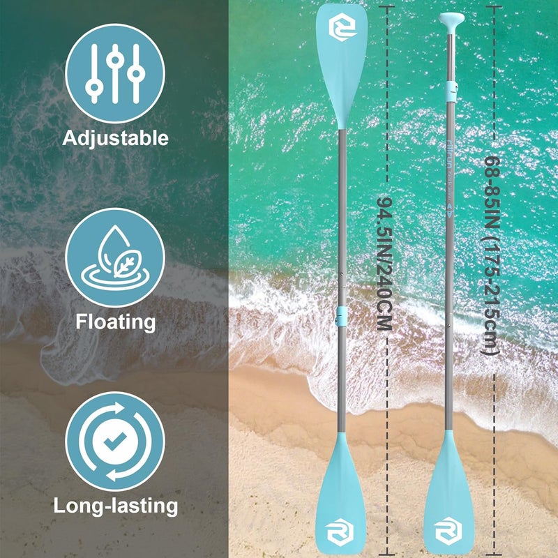 rillrun Store SUP Paddle - Paddle Board Paddle 4 Piece Stand Up Paddleboard Paddles Lightweight Floating Kayak Paddle - Light Blue - Lake Green - Light Green - Image 5